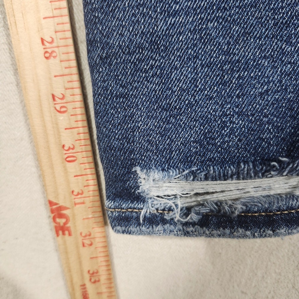 American Eagle Tomgirl Distressed Relaxed Straight Jean Blue 6 X-Long Button Fly - Picture 7 of 14